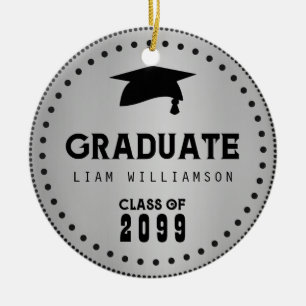 Schwarzes Silber Personalisierter Abschluss Maskul Keramik Ornament