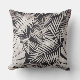 Schwarzes silberes Leaf/Schwarzes Design Reversibl Kissen