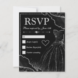 Schwarzes & silbernes Achat- & schwarzes Kleid Swe RSVP Karte