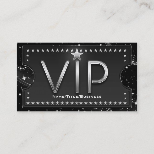 Schwarzes & silbernes Chic Glam VIP individuelles  Visitenkarte (Vorderseite)