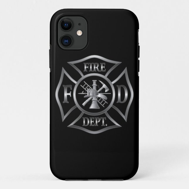Schwarzes/silbernes Feuerwehrsymbol Iphone Falles Case-Mate iPhone Hülle (Rückseite)