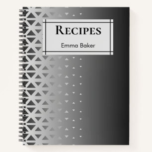Schwarzes silbernes geometrisches Rezeptjournal mi Notizbuch