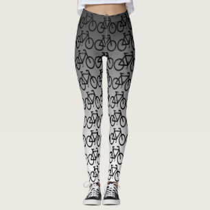 Schwarzes silbernes metallisches Fahrrad-abstrakte Leggings