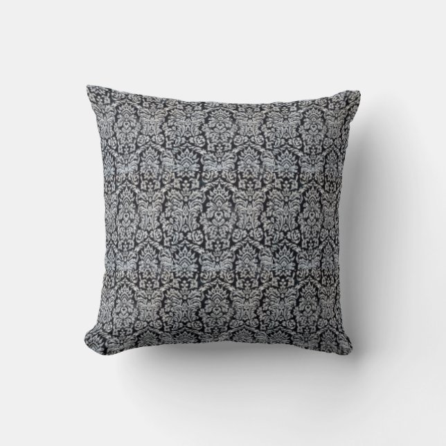 Schwarzes Silver Textured Designer Pillow Kissen (Vorderseite)