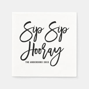 Schwarzes Sip Hooray Handschrift Papier Serviette