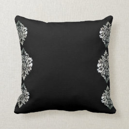 Schwarzes Siver Damaskus Wurfs-Kissen 41 x 41 cm Kissen