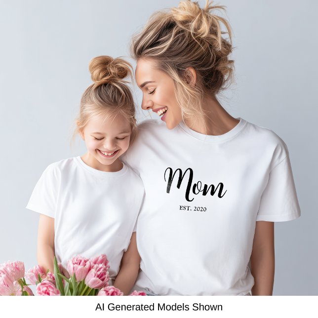 Schwarzes Skript etablierte Mama T-Shirt (Mom established playful script text t-shirt - a perfect gift for mom!)