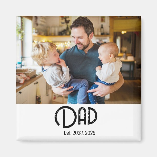 Schwarzes Skript Grunge Dad Etabliert Magnet (Vorne)
