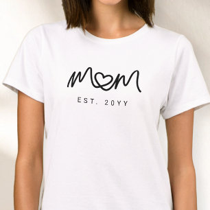 Schwarzes Skript Herz Einfache Neue Mutter Etablie T-Shirt