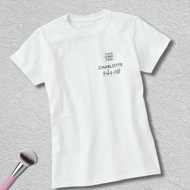 Schwarzes Skript Mitarbeiter Name Geschäftslogo Ma T-Shirt (Von Creator hochgeladen)