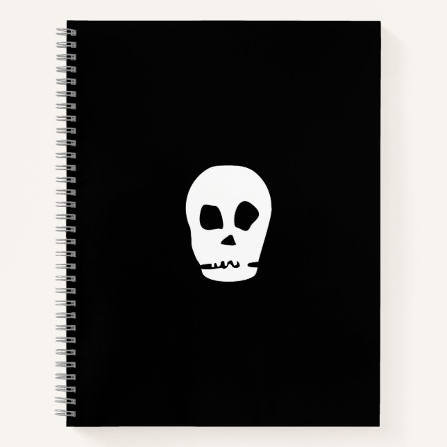 Schwarzes Skull-Minimal-Notebook Notizbuch (Vorderseite)