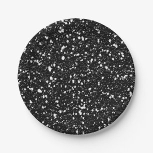 Schwarzes Sparkle Glitzer Glam Benutzerdefiniertes Pappteller