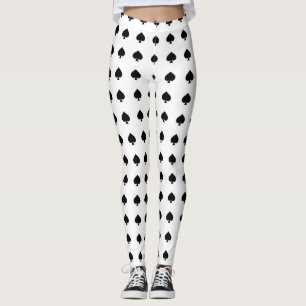 schwarzes Spatenmuster auf Weiß Leggings