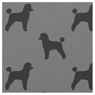 Schwarzes Spielzeug-Poodle-Silhouetten-Muster Hun Stoff