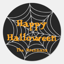 Schwarzes Spinnennetz-Halloween-Etikett