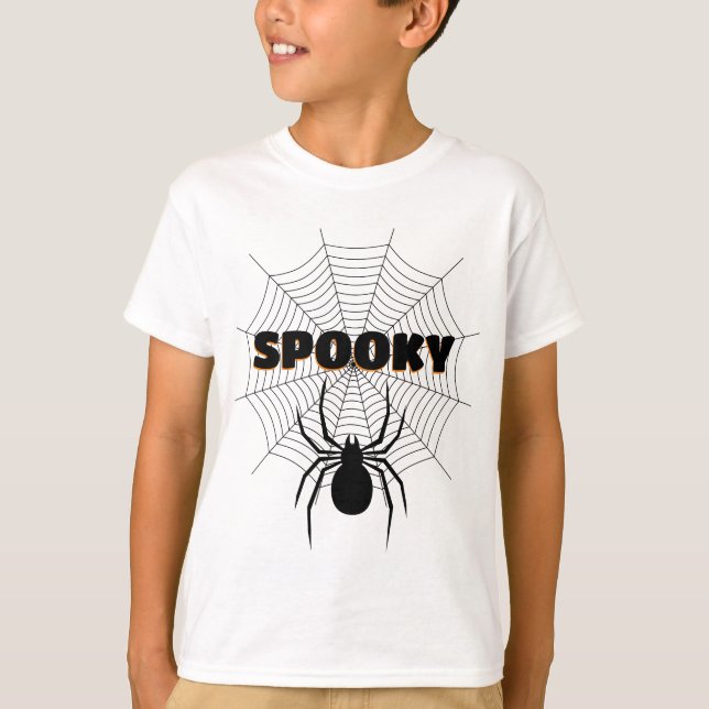 Schwarzes Spinnennetz Halloween Spooky T-Shirt (Vorderseite)