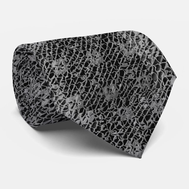 SCHWARZES SPITZENLOOK KRAWATTE (Gerollt)