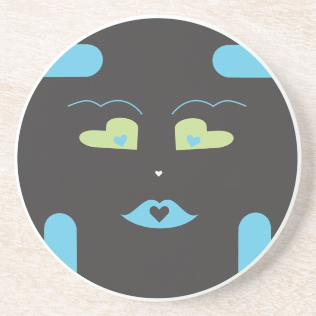 Schwarzes Sponap Coaster.ai Sandstein Untersetzer (Vorne)