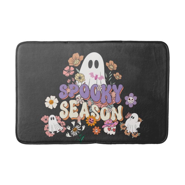 Schwarzes Spooktacular Niedlich Ghost Halloween Ba Badematte (Vorderseite)