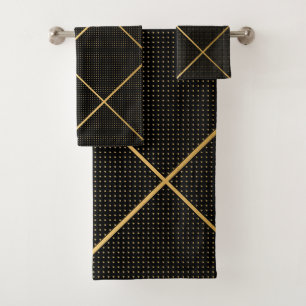 SCHWARZES SPOT GOLD BADEZIMMER TOWEL SET