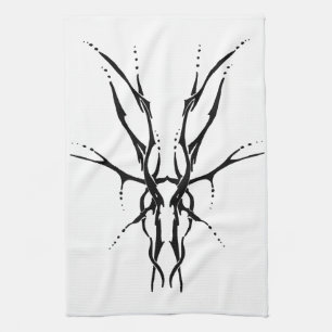 Schwarzes Stammeshirsch-Schädel-Jagd-Design Geschirrtuch