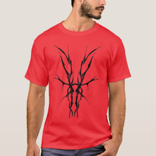Schwarzes Stammeshirsch-Schädel-Jagd-Design T-Shirt