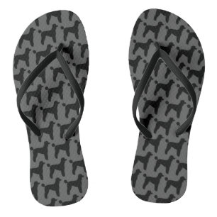 Schwarzes Standardpudel-Silhouette-Muster Flip Flops