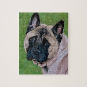 Schwarzes stellte Hundeporträtkunst Akitas Puzzle