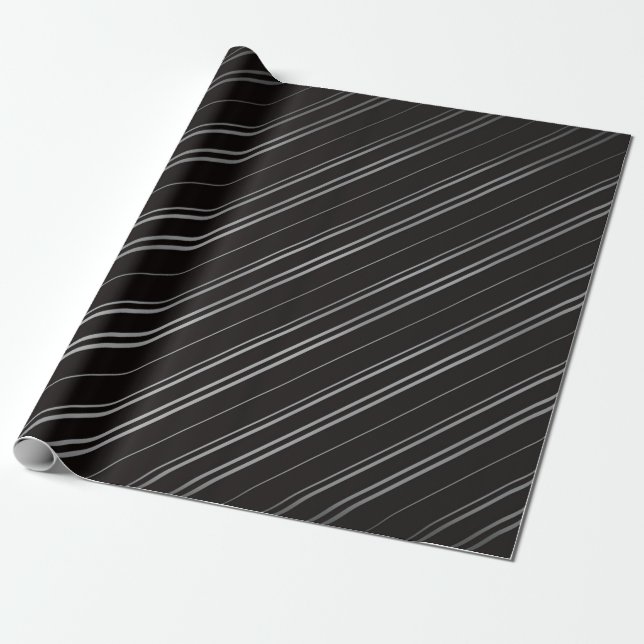 Schwarzes Streifenpapier Geschenkpapier (Ungerollt)