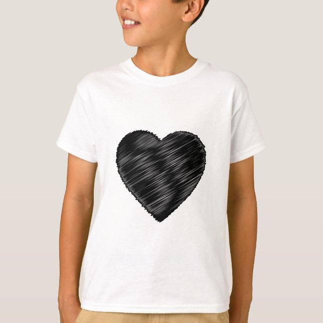 Schwarzes Strickherz T-Shirt (Vorderseite)