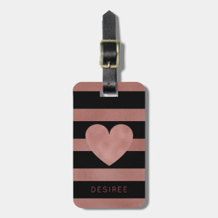 Schwarzes Stripes das mit Monogramm Gepäckanhänger