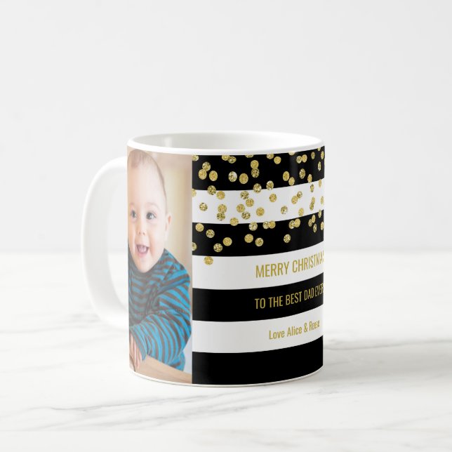 Schwarzes Stripes GoldFoto-bestes Tasse (Vorderseite Links)