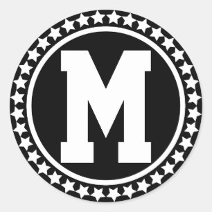 Schwarzes Superstar-Monogramm Runder Aufkleber