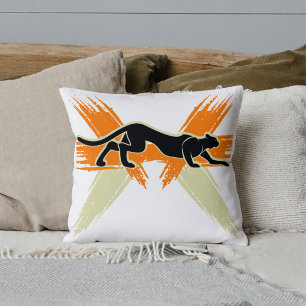 Schwarzes Süße Tier Weiß Orange Cat Farbenfroh Mod Kissen
