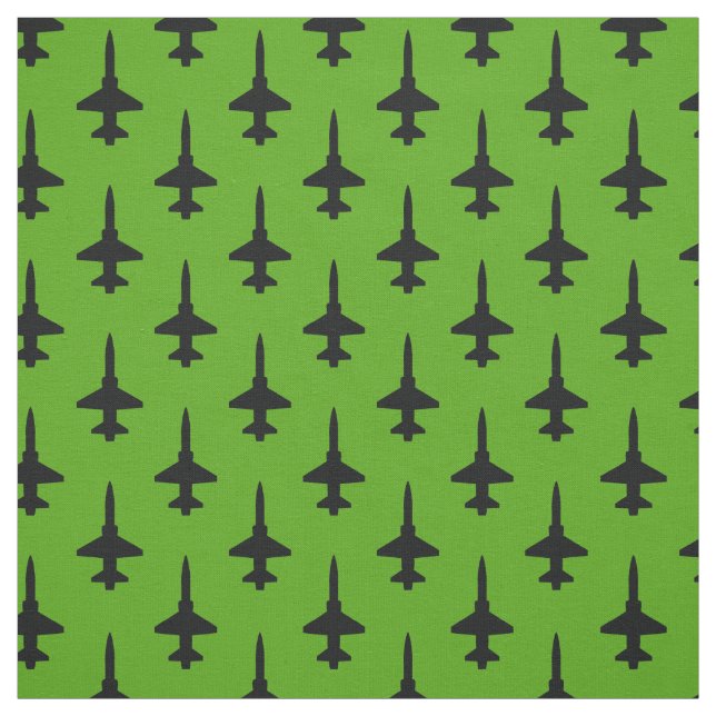 Schwarzes T-38-Talonmuster auf grünem Stoff (Muster)
