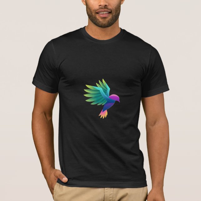 Schwarzes T-Shirt mit einem lebendigen (Vorderseite)