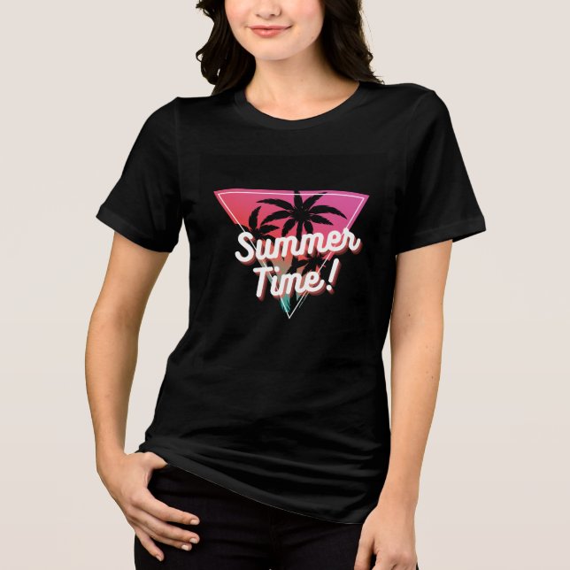 Schwarzes T-Shirt mit halben Ärmeln und Sommerdesi Tri-Blend Shirt (Vorderseite)