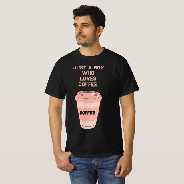Schwarzes T-Shirt mit Kaffeedesign (Vorne ganz)