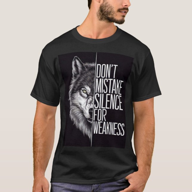 Schwarzes T-Shirt mit Wolf-Design  (Vorderseite)