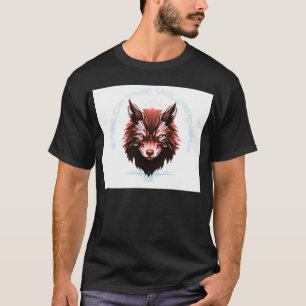 Schwarzes T-Shirt mit Wolf-Design und halbem Ärmel