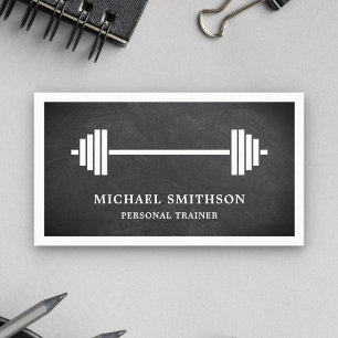 Schwarzes Tafelhantel Fitness Personal Trainer Visitenkarte