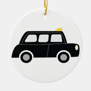 Schwarzes Taxi Keramik Ornament