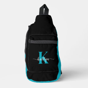Schwarzes Teal-Monogramm Crossbody Bag