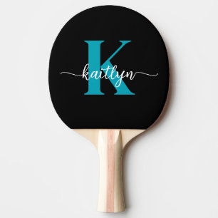 Schwarzes Teal-Monogramm Tischtennis Schläger