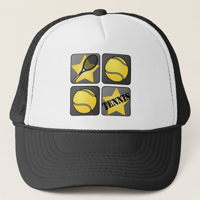 Schwarzes Tennis Truckerkappe (Vorderseite)