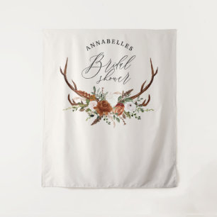 Schwarzes Terracotta floral rustikales Brautparty  Wandteppich