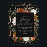 Schwarzes Terrakotta florales botanisches Foto Feiertagskarte<br><div class="desc">Schwarze Terracotta floral botanische elegante Drehbuch Merry Christmas Foto Urlaubskarte.</div>