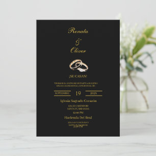 Schwarzes Thema Hochzeitsring Spanische Hochzeit Einladung