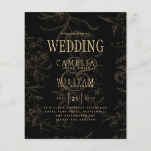 Schwarzes-Tie-Wedding-Thema Vintage Gold Damast Flyer