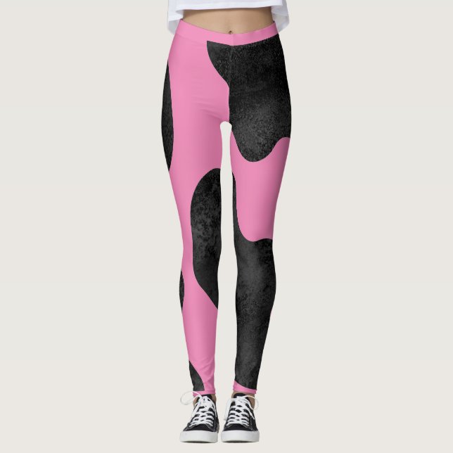 Schwarzes Tier-Typ-Fleck mit weißem Hintergrund Leggings (Vorderseite)